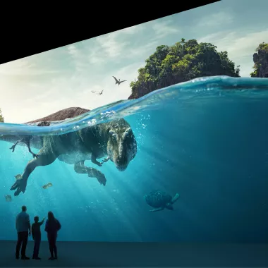 dinosaure eau nage public