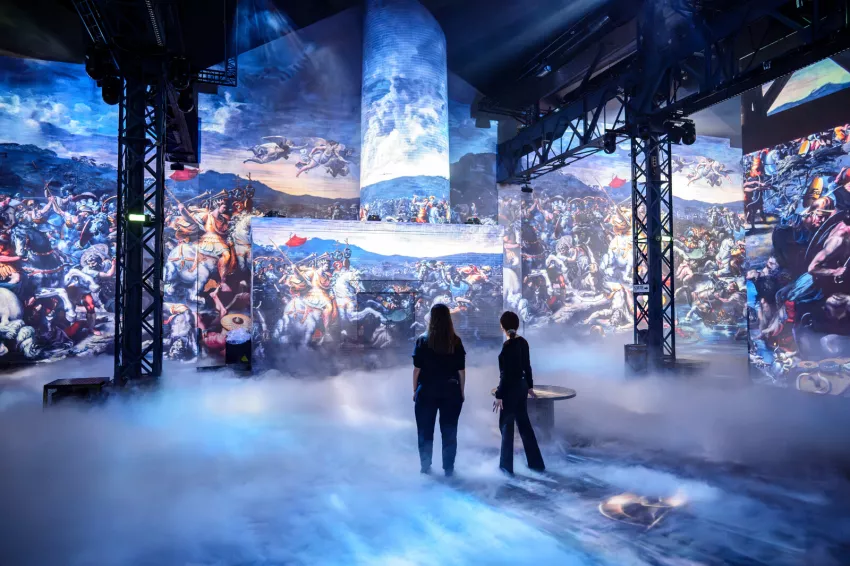 peinture bataille fumée projection