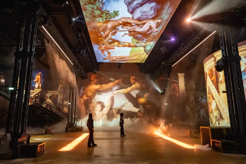 projection oeuvre michel-ange plafond