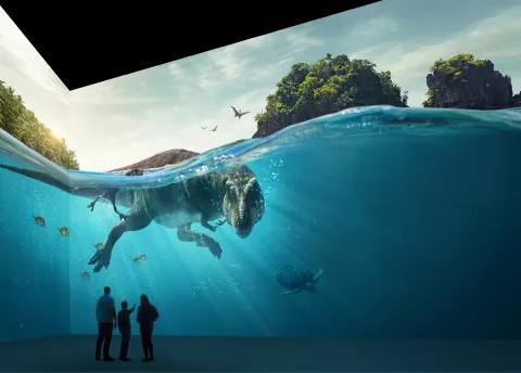 dinosaure bassin d'eau